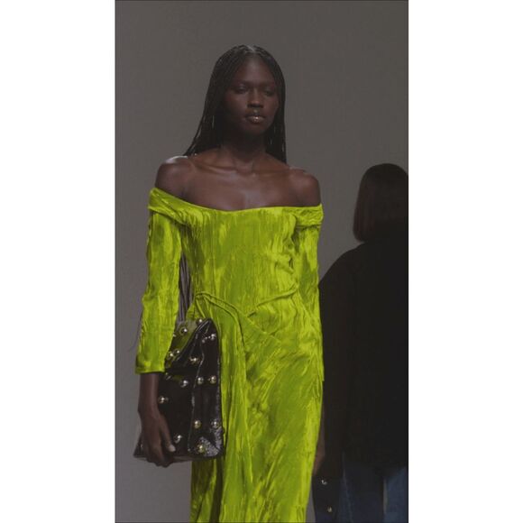 A.W.A.K.E. MODE DRAPED OFF SHOULDER DRESS CITRON SIZE 38(US4) $995 - Picture 6 of 11